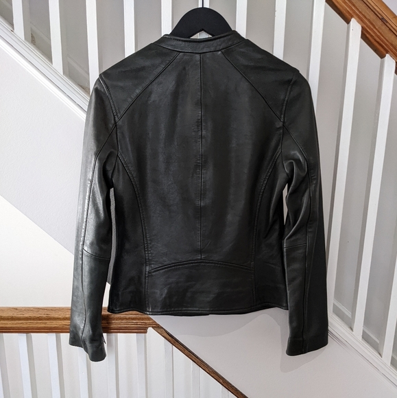 Reiss Rivington collarless leather jacket - Picture 8 of 15